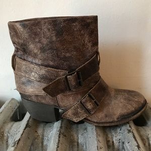 MIA Brown Distressed Ankle Boots